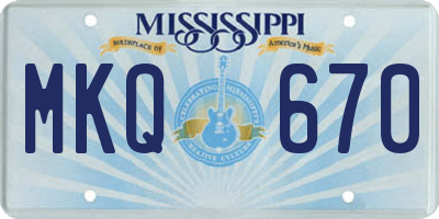 MS license plate MKQ670