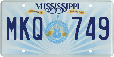 MS license plate MKQ749