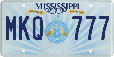 MS license plate MKQ777