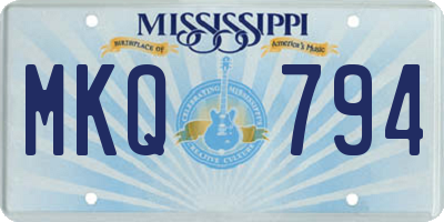 MS license plate MKQ794