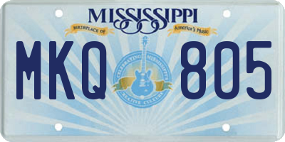 MS license plate MKQ805