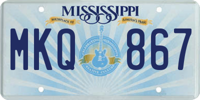 MS license plate MKQ867