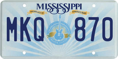 MS license plate MKQ870