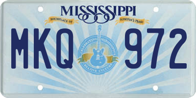 MS license plate MKQ972