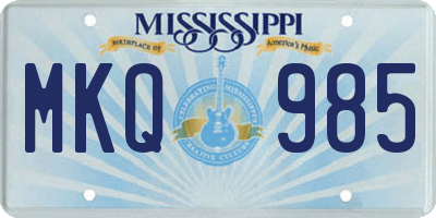 MS license plate MKQ985
