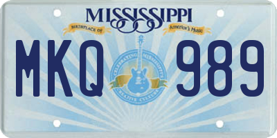 MS license plate MKQ989