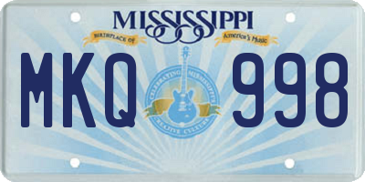 MS license plate MKQ998