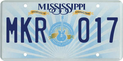 MS license plate MKR017