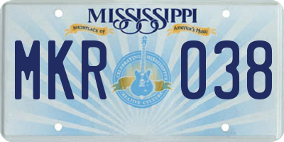 MS license plate MKR038