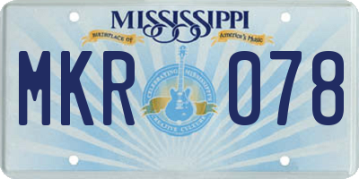MS license plate MKR078
