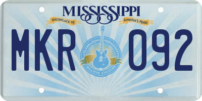 MS license plate MKR092