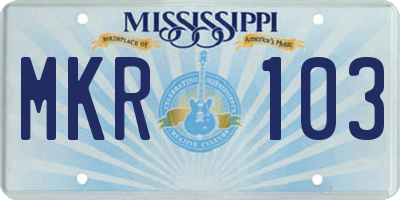 MS license plate MKR103