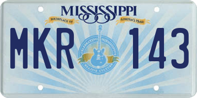 MS license plate MKR143