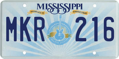 MS license plate MKR216