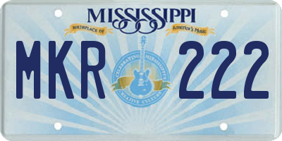 MS license plate MKR222