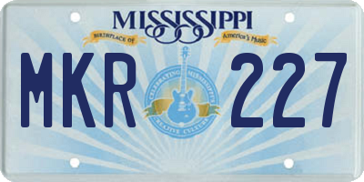 MS license plate MKR227