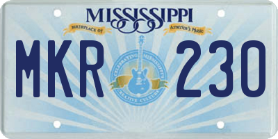 MS license plate MKR230