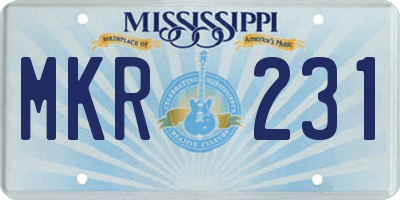 MS license plate MKR231