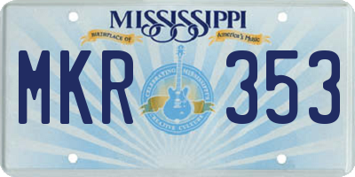 MS license plate MKR353
