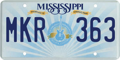 MS license plate MKR363