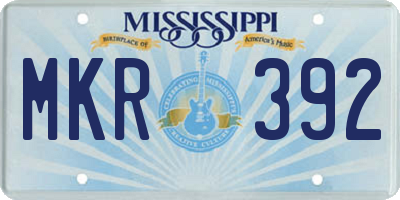 MS license plate MKR392