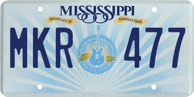 MS license plate MKR477