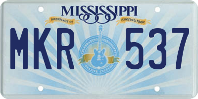 MS license plate MKR537