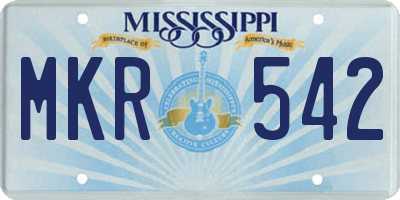 MS license plate MKR542