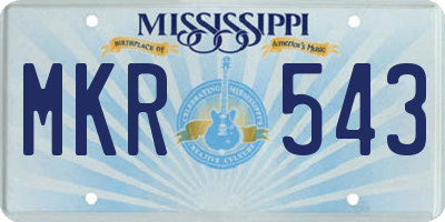 MS license plate MKR543