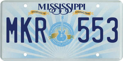 MS license plate MKR553