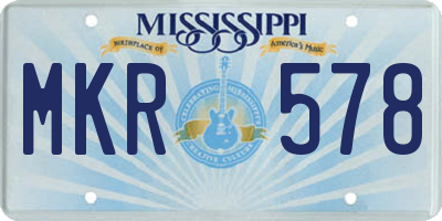 MS license plate MKR578