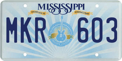 MS license plate MKR603