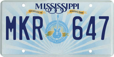 MS license plate MKR647