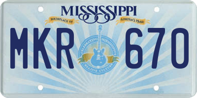 MS license plate MKR670
