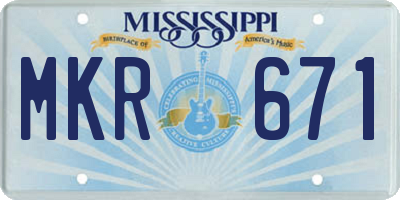 MS license plate MKR671