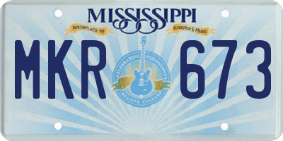 MS license plate MKR673