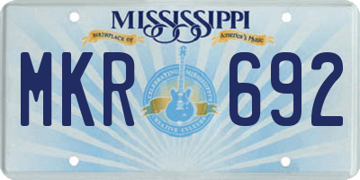 MS license plate MKR692