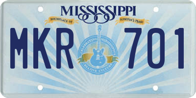 MS license plate MKR701