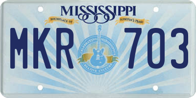 MS license plate MKR703
