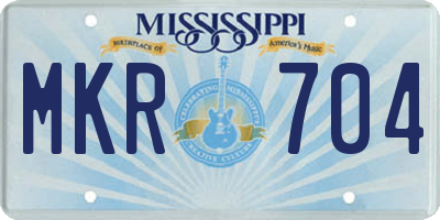 MS license plate MKR704