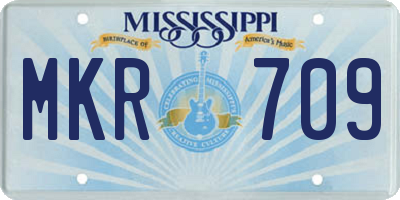 MS license plate MKR709