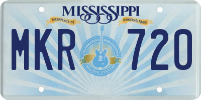 MS license plate MKR720