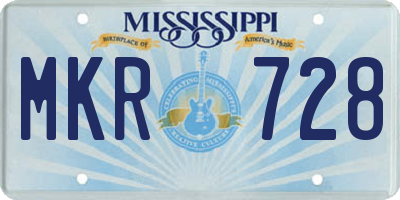 MS license plate MKR728