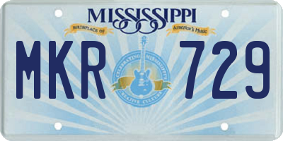 MS license plate MKR729