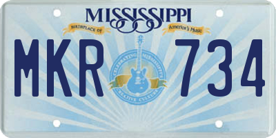 MS license plate MKR734