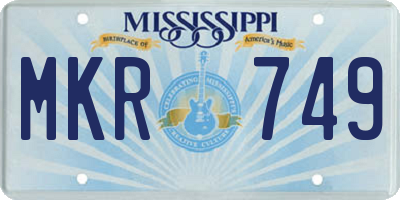 MS license plate MKR749