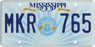 MS license plate MKR765