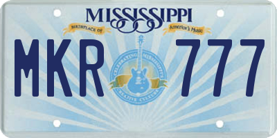 MS license plate MKR777