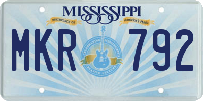 MS license plate MKR792