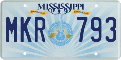 MS license plate MKR793